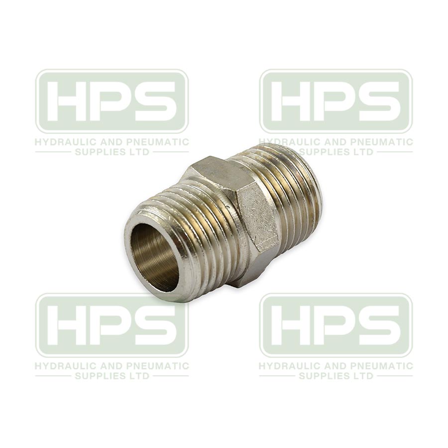 1/4&quot; x 1/4&quot; BSPT Nickel Plated Brass Hex Nipple