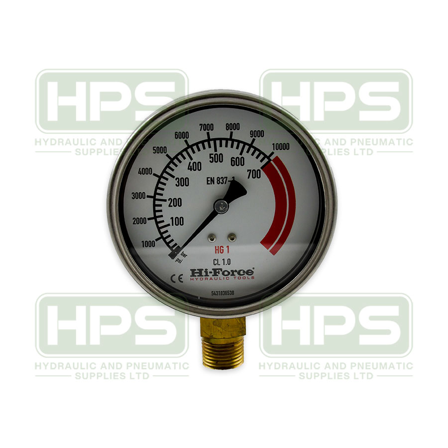 100mm Pressure Gauge 1/2&quot; NPT 0-700 Bar / 0-10,000 PSI Dry