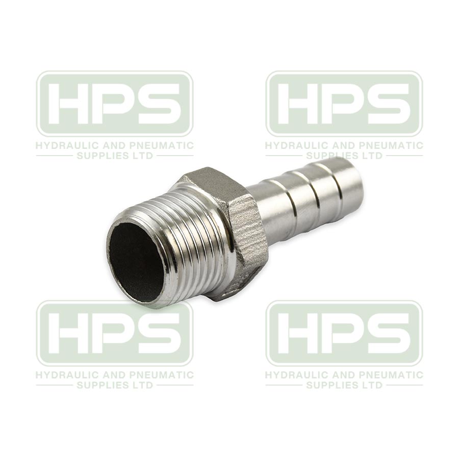 1/2&quot;  BSPT MALE X 13MM ID HOSETAIL ADAP STAINLESS STEEL