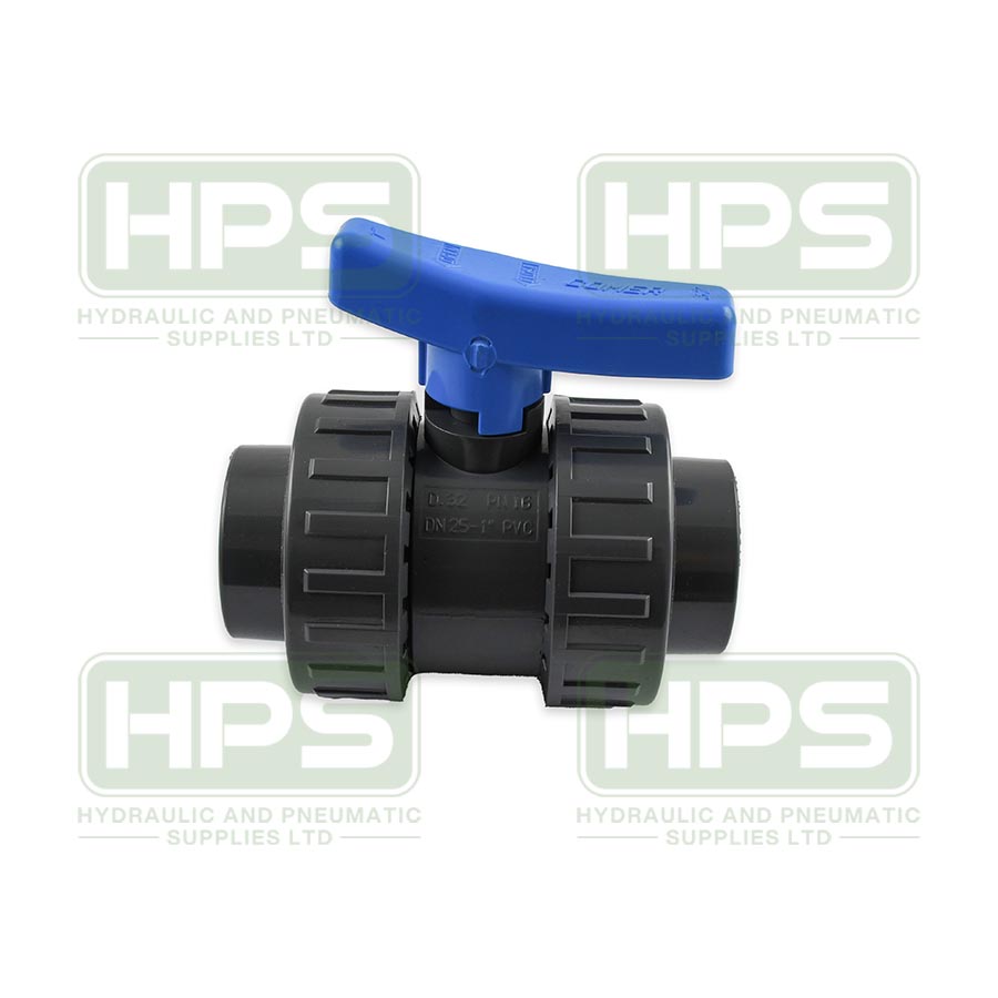 1/2&quot; PVC Plain Double Union Ball Valve EPDM Seal, Standard Type